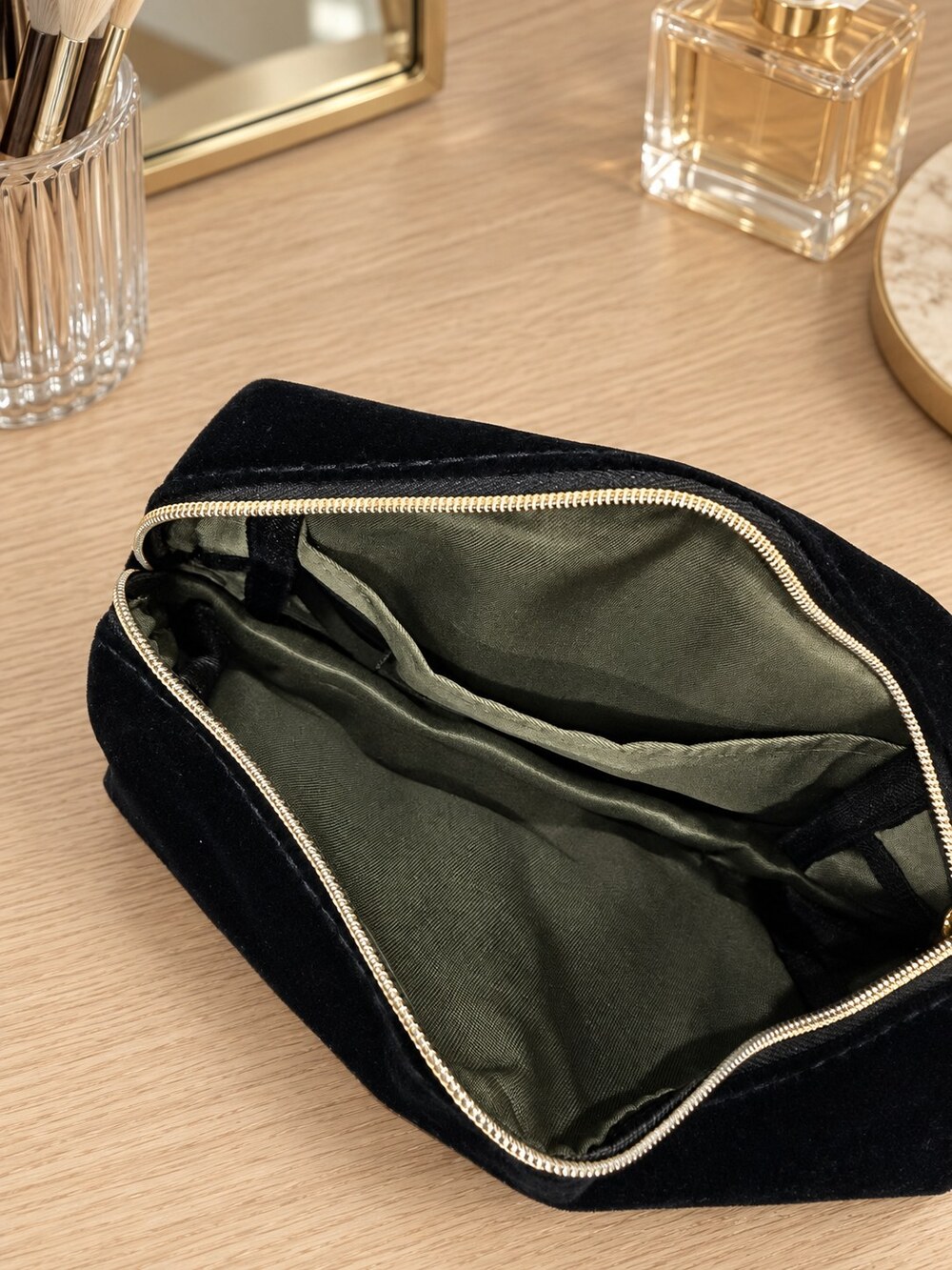Yves Saint Laurent Black Velvet Makeup Bag | Elegant Black Pouch - Picture 4 of 6